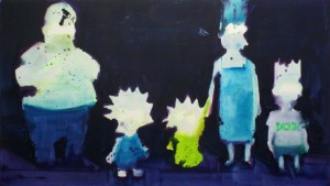 Familie S., 2005, FAMILIE S. 2005, Acryl, Tusche auf Nessel, 170 x 300 cm, copyright Hengesbach Gallery Berlin.