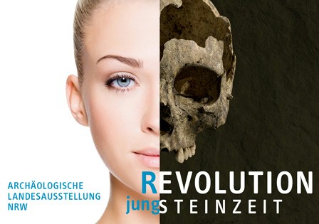 Ausstellungsplakat zu "REVOLUTION JUNGSTEINZEIT", Archäologische Landesausstellung Nordrhein-Westfalen.