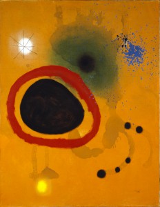 Joan Miró (1893-1983), Cercle rouge, étoile (Roter Kreis, Stern), 13. Juli 1965, Öl und Acryl auf Leinwand, 116 x 89 cm, Privatsammlung, als Dauerleihgabe in der Fundació Pilar i Joan Miró a Mallorca, © Successió Miró / VG Bild-Kunst 2015 Foto: Foto: Joan Ramon Bonet © Kunstsammlung NRW